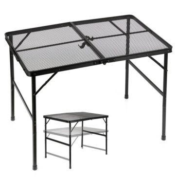   Összecsukható alumínium kempingasztal, fekete, 2 az 1-ben – 90x60x42/66 cm 489393