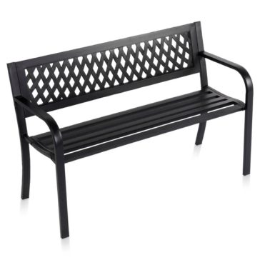 Fekete fém kerti pad – 119x45x76 cm 489432