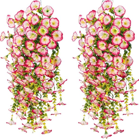 Prémium Rózsaszín-Fehér Függő Művirág Készlet – 4 darabos 4WM785VW22