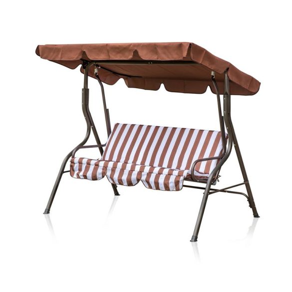 HAPPY GREEN PANAMA barna csíkos kerti hinta, 3 személyes – 50260104