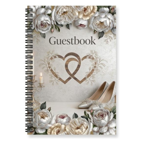 Esküvői vendégkönyv spirálkötéssel, virágos borítóval 52MVX57K07