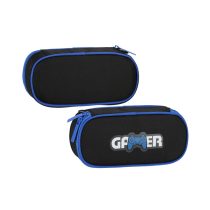   Gamer tolltartó – fekete-kék, cipzáras, játékos dizájnnal 550911