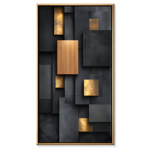 Modern fekete–arany geometrikus vászon falikép 70 × 140 cm 55M7G53233