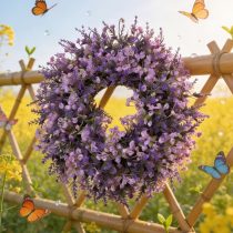 Elegáns lila levendula műkoszorú 56MV153X80