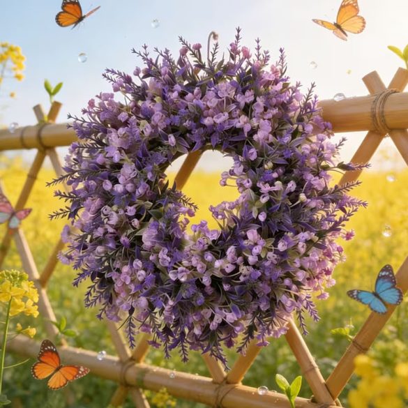 Elegáns lila levendula műkoszorú 56MV153X80