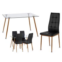 Davi étkezőasztal szett 4 fekete székkel 57103