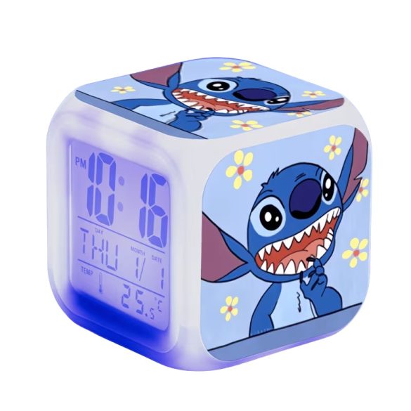 Disney Stitch Digitális Ébresztőóra – Nevetős Stitch Sárga Virágokkal 57MK85XGK1-A