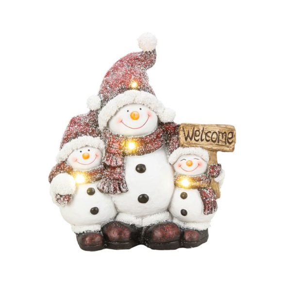 Hóember család „Welcome” felirattal és LED lámpával 5989