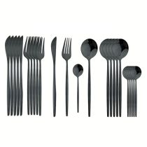   24 részes evőeszköz készlet, rozsdamentes acél - Fekete 601099521763851-F