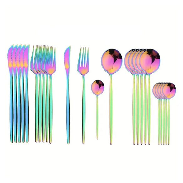 24 részes evőeszköz készlet, rozsdamentes acél - Szivárvány 601099521763851-SZ