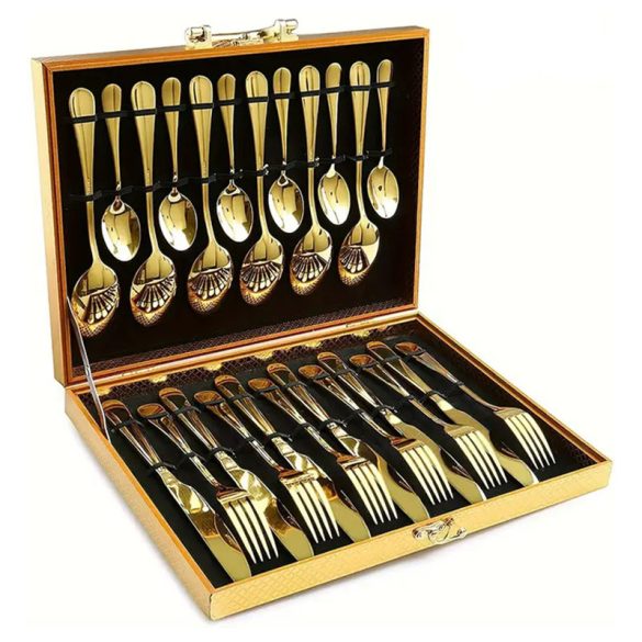 24 részes aranysárga evőeszköz készlet, rozsdamentes acél 601099600756867-24