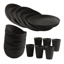 18 darabos Törhetetlen Étkészlet, Fekete 601099636772435