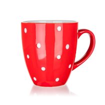Kerámia bögre BANQUET 400ml, piros pöttyös 60K1512-C