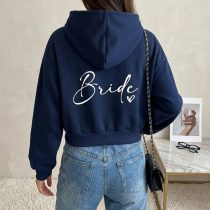   Női „Bride” feliratos cipzáras kapucnis pulóver - Sötétkék, több méretben 61M0852WVV-2