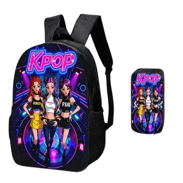 AIKY K-POP Neon Színpadi Dizájn Hátizsák és Tolltartó Szett – 61M88586K2