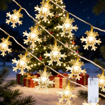   20 LED-es hópehely fényfüzér, 300 cm, meleg fehér 6QMGG5337X-3