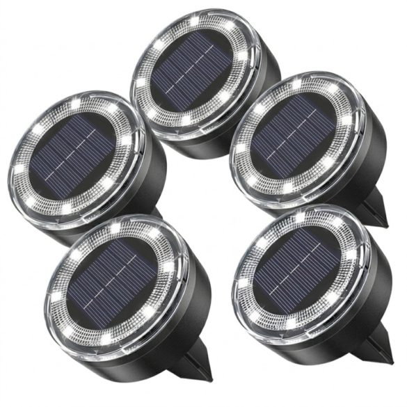 5 db-os Hidegfehér Napelemes Földbe Szúrható Lámpa Szett – 40 LED 6XMQW5K537-4