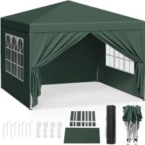   3×3 m Gazebo összecsukható sátor ablakos oldalfalakkal zöld 71MQ75001Q-Z
