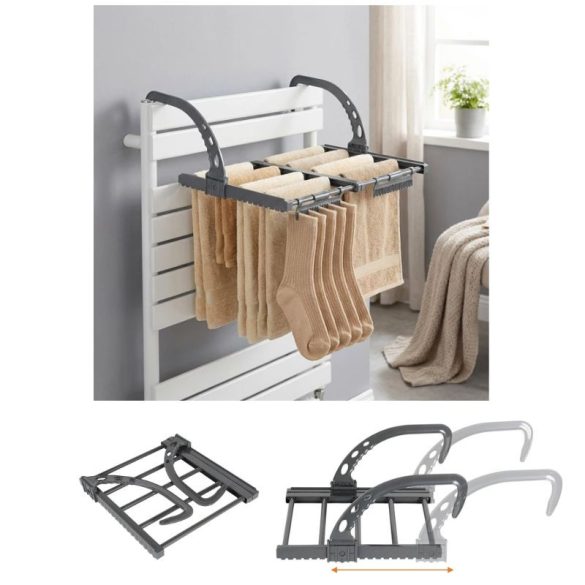 Radiátorra akasztható ruhaszárító kihúzható résszel 32,5-60x35cm 779119