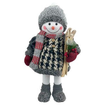   MagicHome karácsonyi hóember lány sílécekkel, 50 cm 8090572
