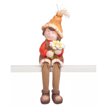   Kerámia kisfiú virággal kerti dekoráció – 17 × 16,5 × 32 cm 8090873