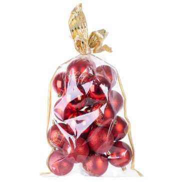   MagicHome karácsonyfadísz gömb szett, 20 db, 6 cm, piros 8091047