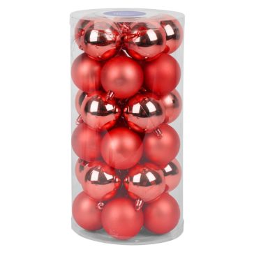   MagicHome karácsonyfadísz gömb szett, 30 db, 6 cm, piros, vegyes kivitel 8091049