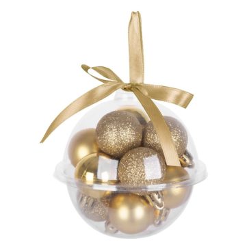   MagicHome karácsonyfadísz gömb szett, 12 db, 3 cm, arany színű 8091064