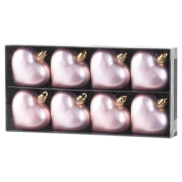   MagicHome rózsaszín szív alakú karácsonyfadísz szett, 8 db, 6 cm 8091069