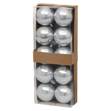   MagicHome karácsonyfadísz gömb szett, 10 db, 5 cm, ezüst 8091077