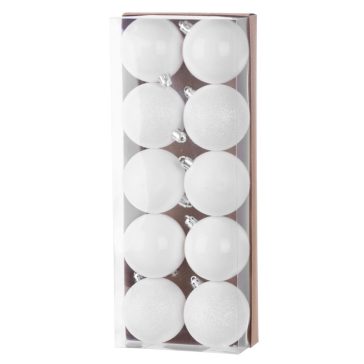   MagicHome karácsonyfadísz gömb szett, 10 db, 6 cm, fehér 8091078