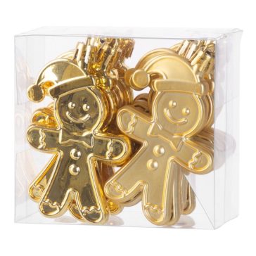  MagicHome mézeskalács figura karácsonyfadísz szett, 12 db, arany színű, 8 cm 8091087