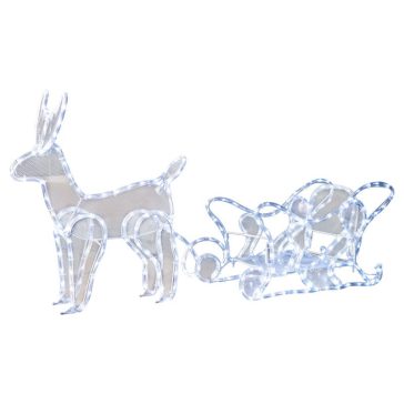   MagicHome LED-es karácsonyi rénszarvas szánnal, 312 LED, hideg fehér, 59 × 132 × 30 cm 8091128