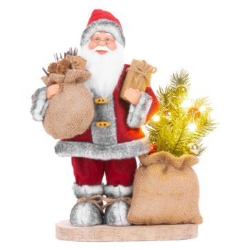   MagicHome Mikulás dekoráció táskával és fenyőfával, 6 LED, 30 cm 8091315