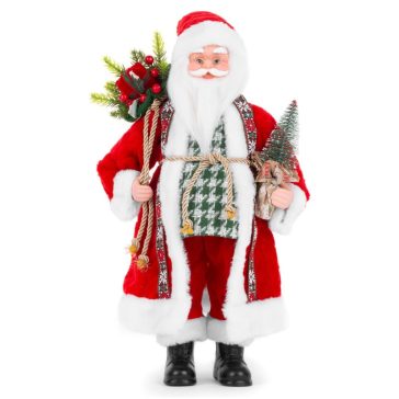   MagicHome karácsonyi dekoráció, Mikulás ajándékos zsákkal és fenyőfával, 46 cm 8091316