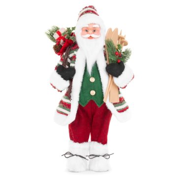 MagicHome Mikulás dekoráció sílécekkel, 46 cm 8091321