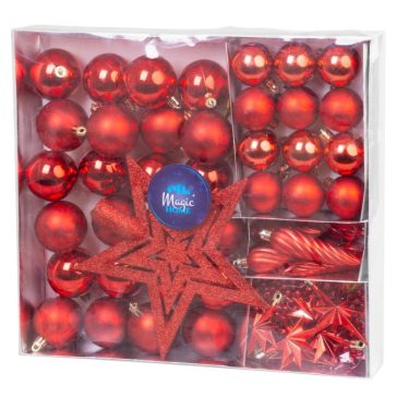 MagicHome piros karácsonyfadísz készlet, 50 db 8091507