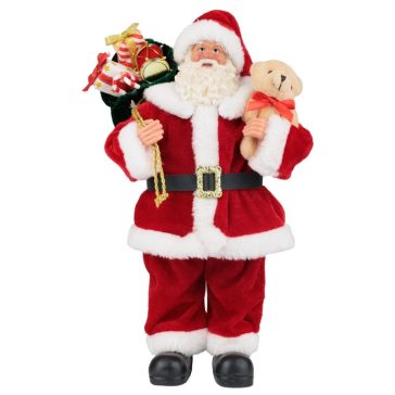   MagicHome karácsonyi dekoráció, Mikulás ajándékokkal és macival, 30 cm 8091684