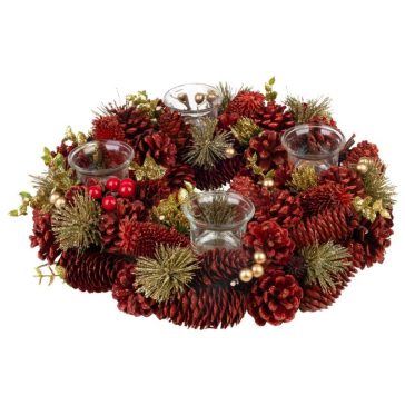   MagicHome Karácsonyi adventi koszorú, piros, 37 × 9 cm 8091708