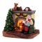 MagicHome LED-es Mikulás gyermekkel a kandallónál dekoráció, 10,5 × 8 × 9 cm 8091767