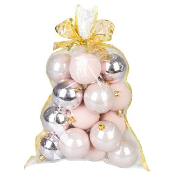   MagicHome karácsonyfadísz gömb szett, rózsaszín, 6 cm, 20 db 8091905