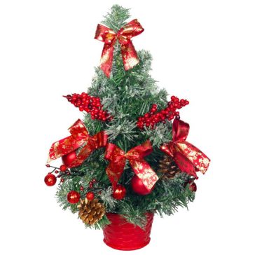   MagicHome díszített, havas karácsonyfa, piros, 40 cm 8092046