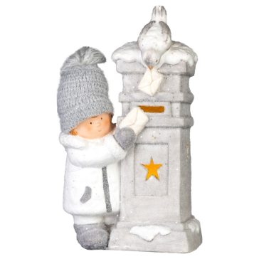   MagicHome karácsonyi fiú postaládával LED dekoráció, 14,5 × 22,5 × 39 cm 8092107