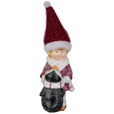   MagicHome karácsonyi fiú pingvinnel dekoráció, 6,3 × 9,3 × 22,5 cm 8092114