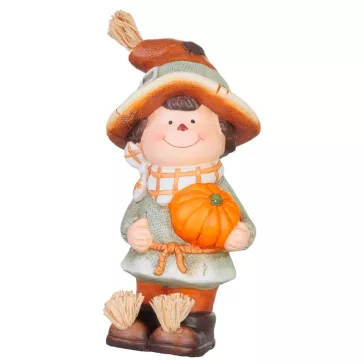   MagicHome Nature kisfiú tökkel őszi dekoráció – 10,5 × 11,5 × 23 cm 8092400