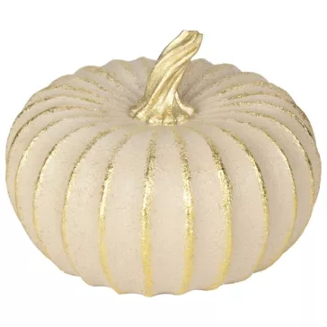   MagicHome Nature dekoratív tök arany részletekkel – polyresin – 16,2 × 16,2 × 12,2 cm 8092412