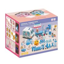   PROCART Orvosi készlet gyerekeknek, 73 darab, sztetoszkóp, injekció, mentőautó, fények, hangok 839-023-BLUE