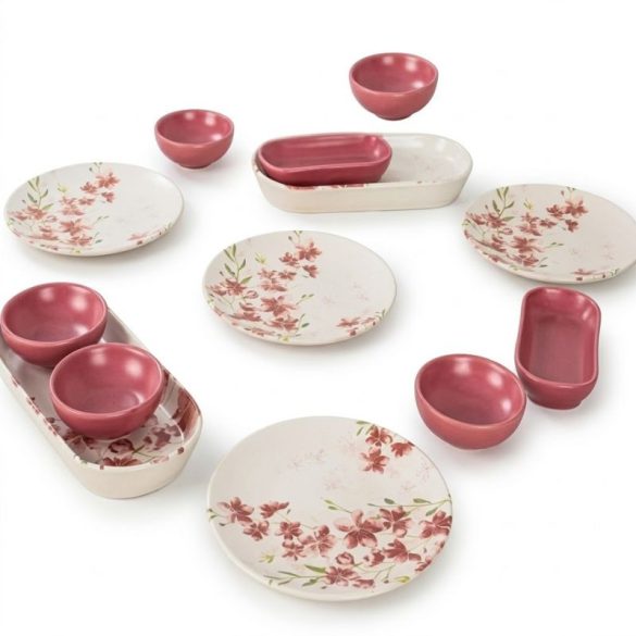 Tavaszi virágok kerámia étkészlet 12 részes 8680550750192