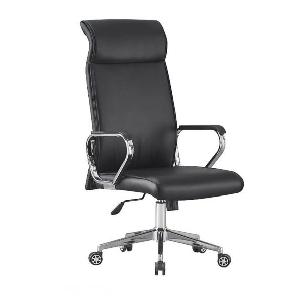 Ergonomikus Irodai Szék – Ökobőr  Krómozott Lábazat, Állítható Magasság 9024H