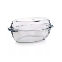 Üveg sütőtál BORCAM 4,15l, fedővel, ovális 3359062